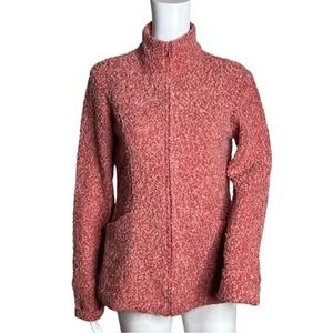 ExOfficio Jacket Womens Small Pink Zip‎ Up Nubby Fleece Casual Outdoors Heritage